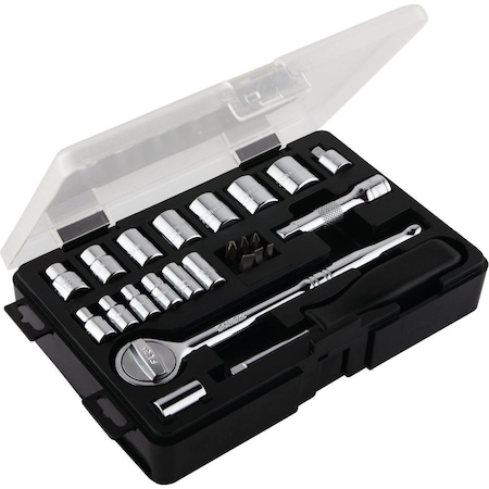 All-Source Standard 1/4 In. and 3/8 In. Drive 6-Point Shallow Ratchet & Socket Set 24-Piece 328545
